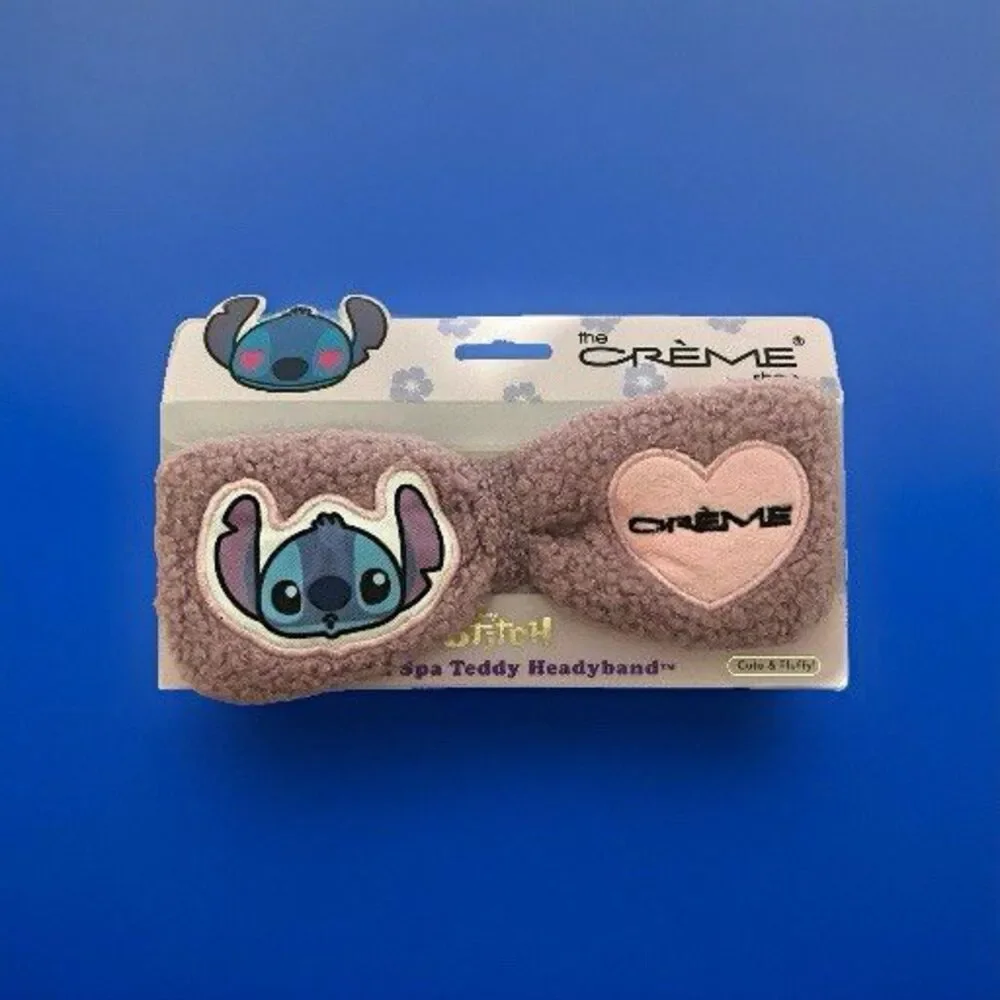 The Crème Shop Disney Stitch Spa Teddy Headband Pink Plush Fabric Bow